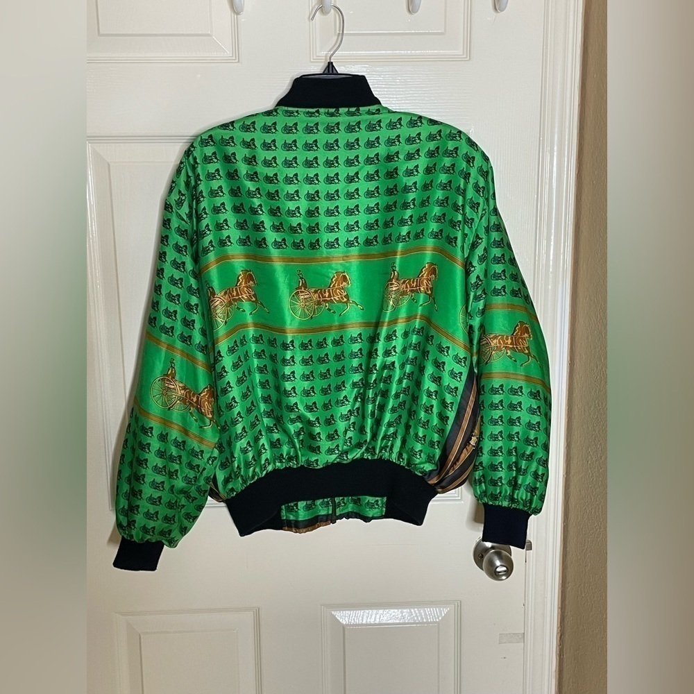 VTG Metro High Fashion Jacket Women’s L Large Green Horses Carriage 80’s‌‌‌‌‌ - Picture 5 of 7